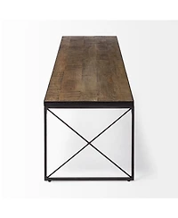 Mango Wood Top and Iron Base Accent Bench – Rectangular Design for Entryway & Living Room