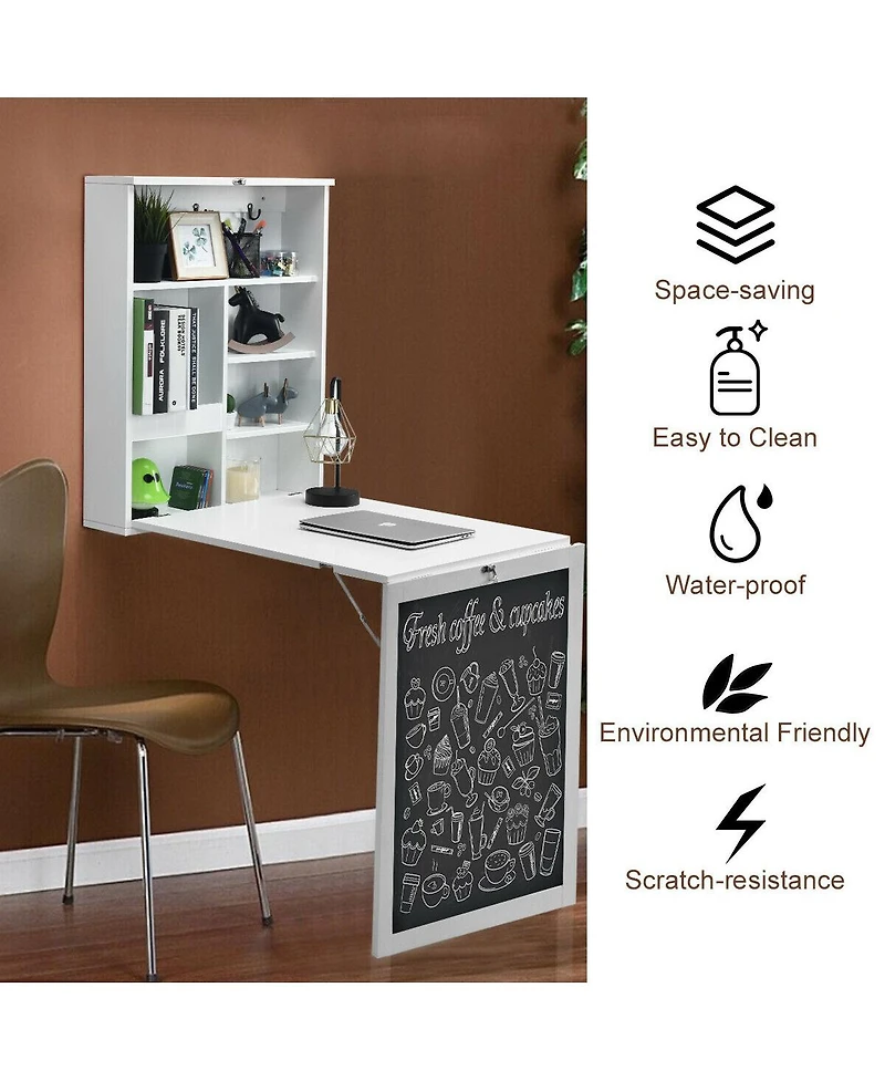 Convertible Wall Mounted Table with A Chalkboard