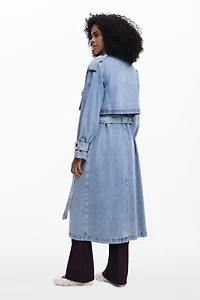 Desigual Women's Denim trench coat with belt
