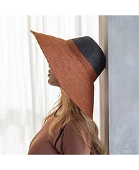 Brunna.co Riri Duo Jute Handwoven Straw Hat In Burnt Sienna & Black