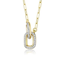 14K Gold Plated wth Clear Cubic Zirconia Interlocking Links Necklace
