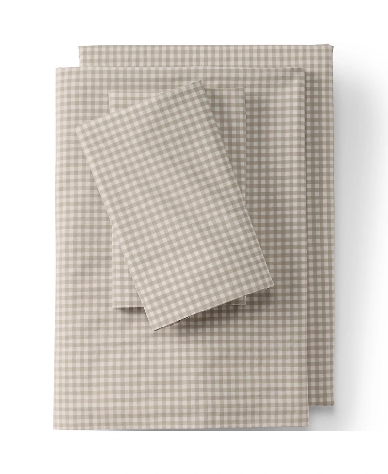 Lands' End 300 Thread Count Cotton Percale Yarn-Dyed Bed Sheet Set
