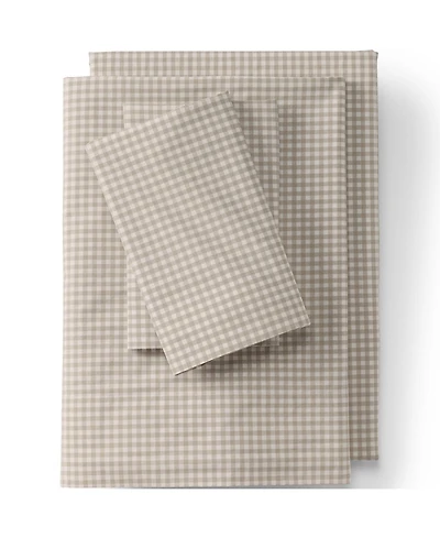 Lands' End 300 Thread Count Cotton Percale Yarn-Dyed Bed Sheet Set