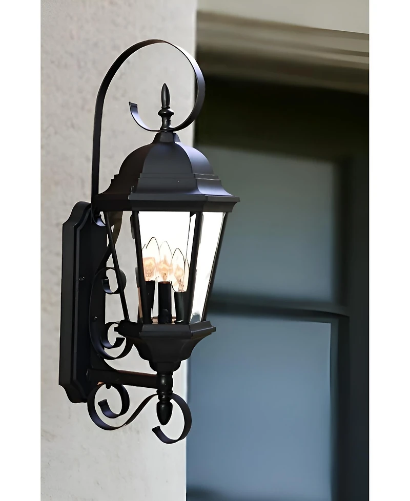 Three Light Dark Brown Swing Arm Lantern Wall