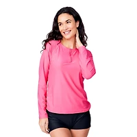 Free Country Women's Long Sleeve Zip Swim Shirt