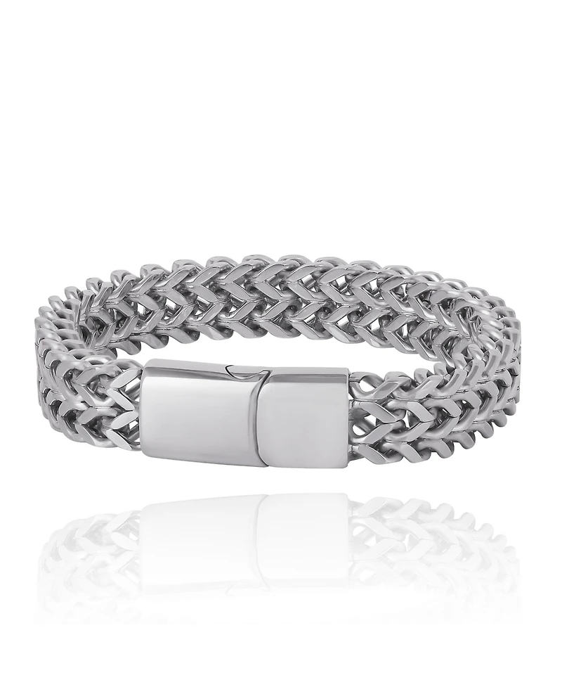 Lucky Brand Men's Silver-Tone Woven Chain Bracelet