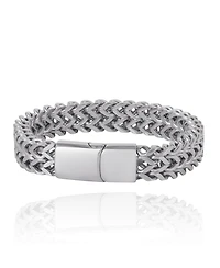 Lucky Brand Men's Silver-Tone Woven Chain Bracelet