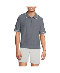 Lands' End Men's Short Sleeve Cooling Zip Sweater Polo