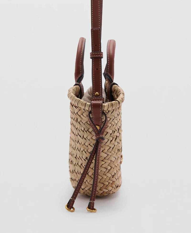 Mango Women's Small Double Handle Natural Fiber Bag