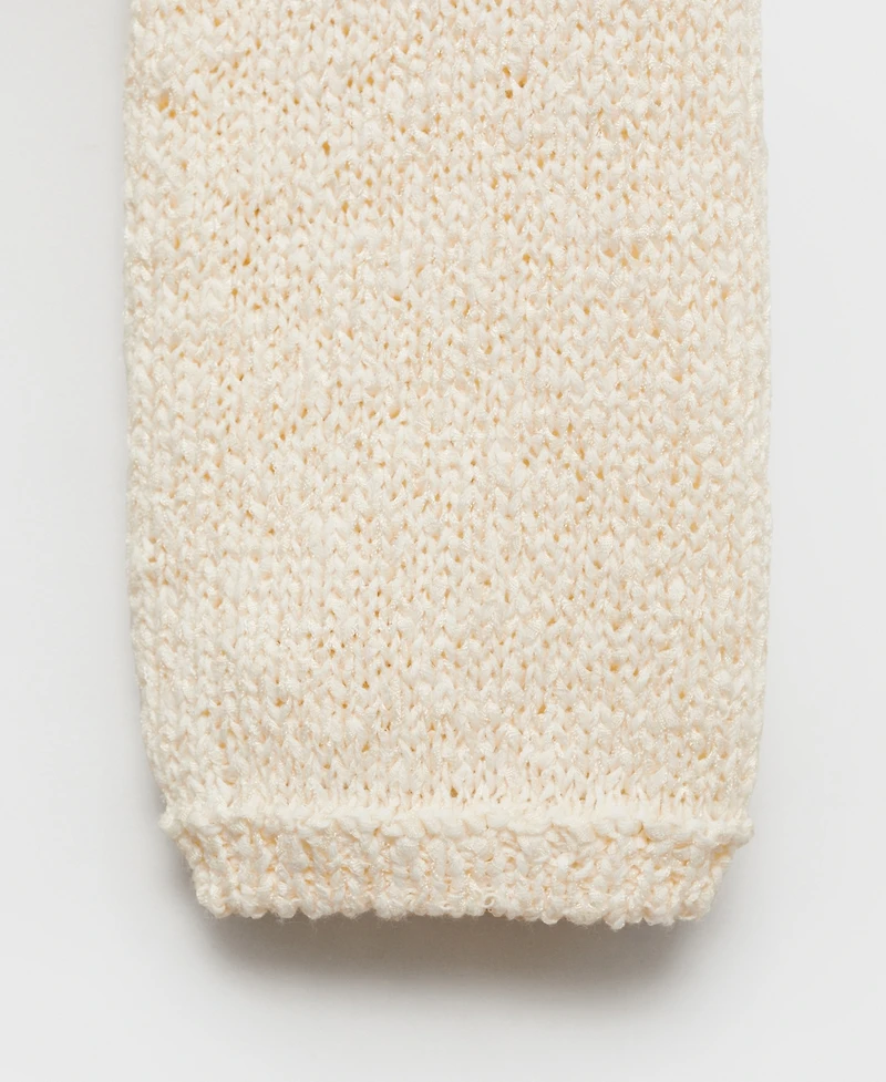 Mango Women's Round-Neck Crochet Sweater