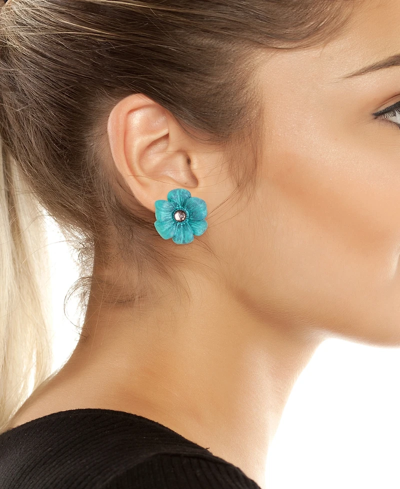 Robert Lee Morris Soho Faux Stone Patina Flora Clip-on Earrings