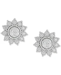 Diamond Sun Motif Stud Earrings (1/4 ct. t.w.) in Sterling Silver