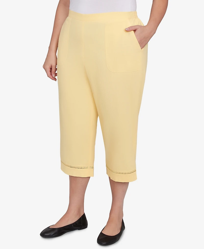 Alfred Dunner Plus Lace Dotted Trim Capri Pants