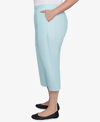 Alfred Dunner Plus St. Thomas Heat Set Embroidered Capri Pants