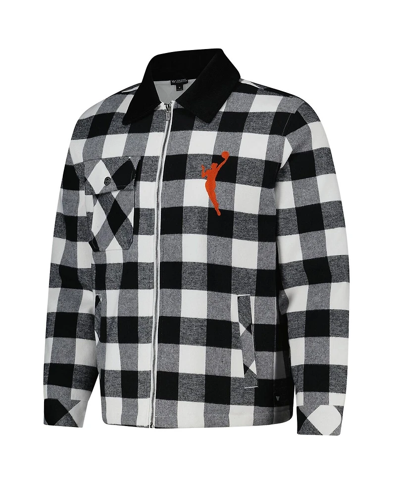 The Wild Collective Men's and Women's Black/White Wnba Gear Flannel Full-Zip Shacket