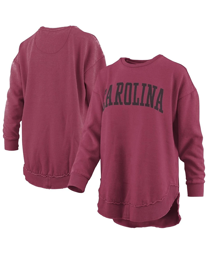 Pressbox Women's Garnet South Carolina Gamecocks Melange Poncho Vintage Fleece Long Sleeve Pullover Sweatshirt