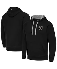 Antigua Men's Black Las Vegas Raiders Brushed Carbon Victory Pullover Hoodie