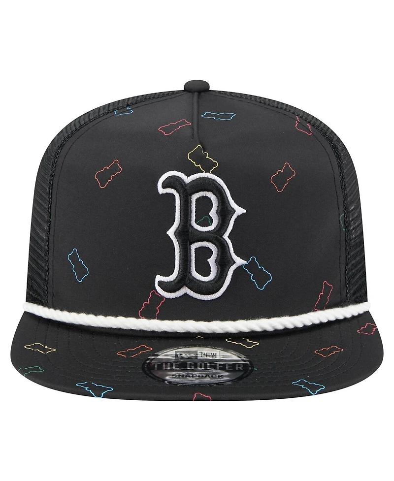 New Era Men's Black Boston Red Sox Gummy Golfer Trucker Adjustable Hat