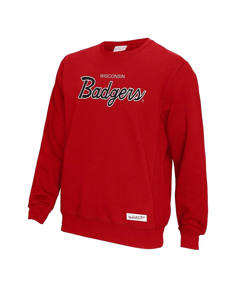 Mitchell & Ness Men's Red Wisconsin Badgers Elite Script Pullover Sweatshirt