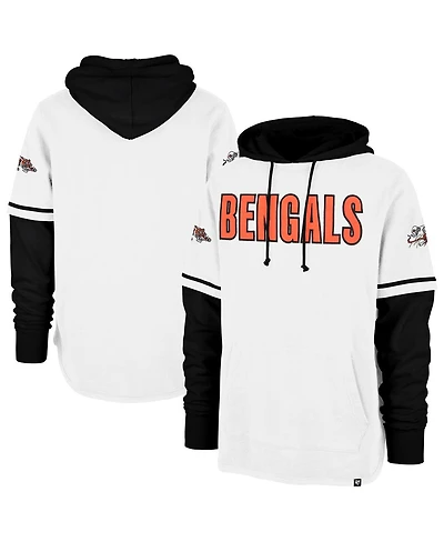 '47 Brand Men's White Cincinnati Bengals Throwback Shortstop Pullover Hoodie