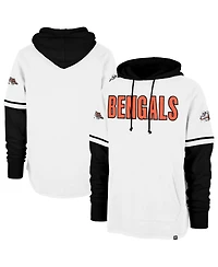 '47 Brand Men's White Cincinnati Bengals Throwback Shortstop Pullover Hoodie