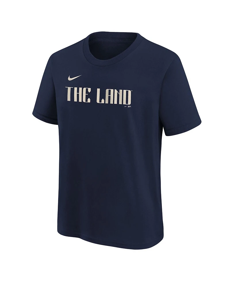 Nike Big Boys and Girls Navy Cleveland Guardians City Connect Wordmark T-Shirt