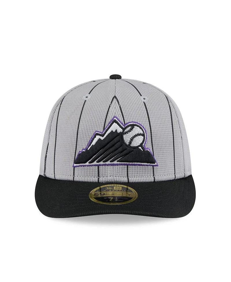 New Era Men's Gray/Black Colorado Rockies 2025 Batting Practice Low Profile 59FIFTY Fitted Hat
