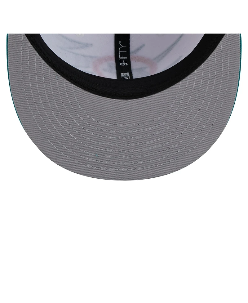 New Era Men's Aqua Miami Dolphins Throwback Jagged 9FiFTY Snapback Hat