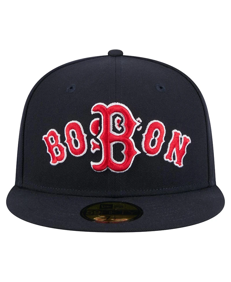 New Era Men's Navy Boston Red Sox Overlap 59FIFTY Fitted Hat
