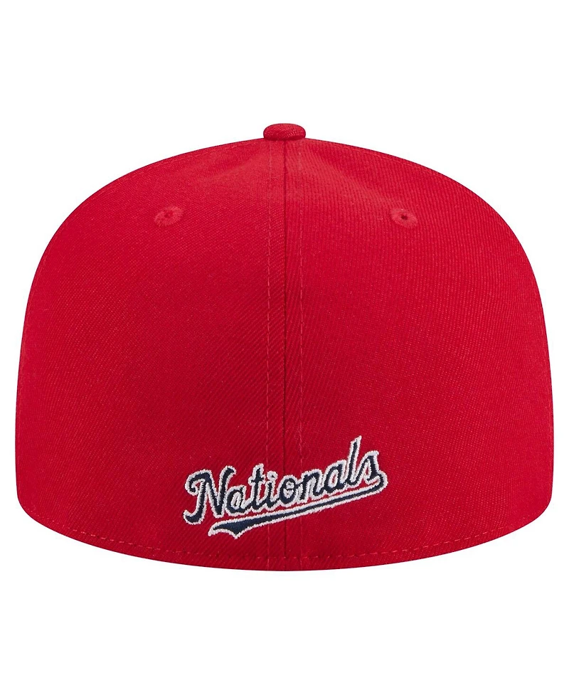 New Era Men's Red Washington Nationals Overlap 59FIFTY Fitted Hat