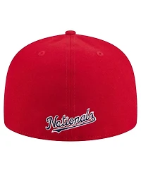 New Era Men's Red Washington Nationals Overlap 59FIFTY Fitted Hat