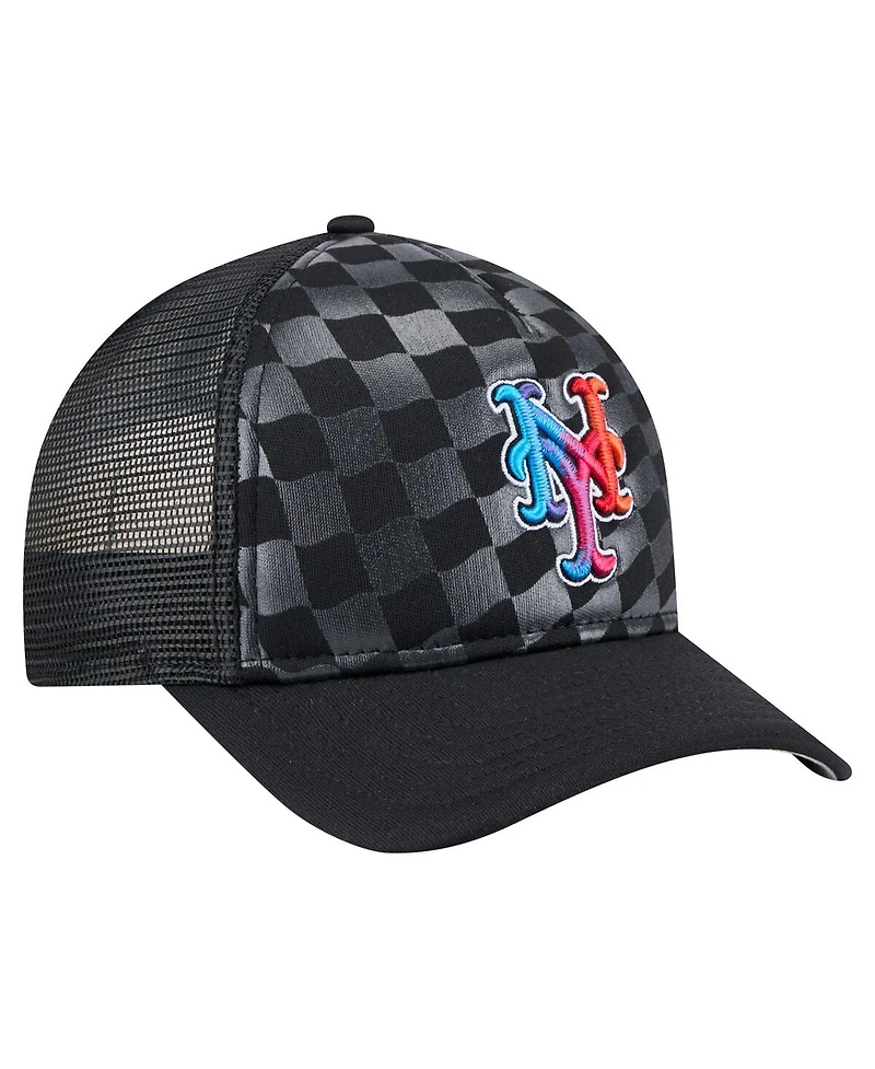 New Era Men's Black New York Mets Gradient 9FORTY A-Frame M-Crown Trucker Adjustable Hat