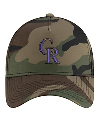 New Era Men's Camo Colorado Rockies Woodland Team Pop 9FORTY A-Frame Adjustable Hat