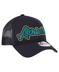 New Era Men's Black Oakland Athletics Retro Bold A-Frame Trucker 9FORTY Adjustable Hat