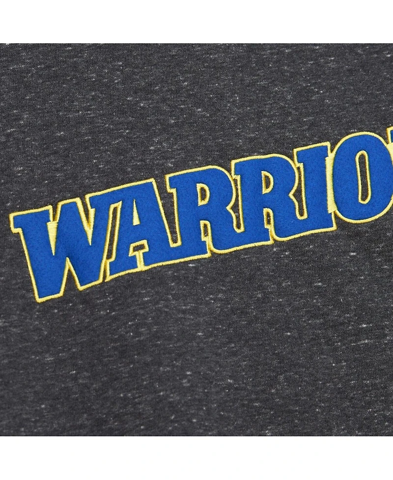 Mitchell & Ness Men's Black Golden State Warriors Out Collection Snow Washed Vintage Logo Pullover Sweatshirt