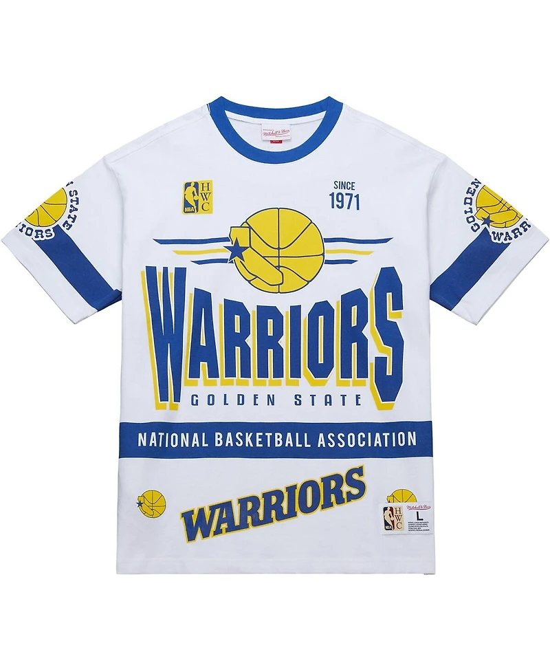 Mitchell & Ness Men's and Women's White Golden State Warriors Hardwood Classics Vintage Team Origins Premium T-Shirt