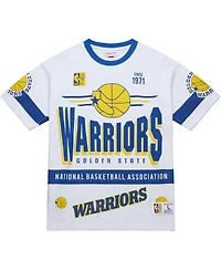 Mitchell & Ness Men's and Women's White Golden State Warriors Hardwood Classics Vintage Team Origins Premium T-Shirt