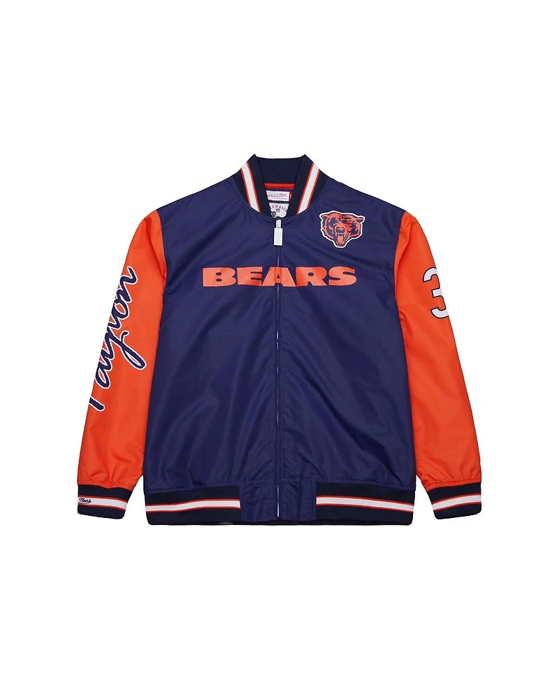 Mitchell & Ness Men's Walter Payton Navy Chicago Bears Retired Player Graphic Full-Zip Satin Jacket