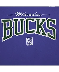 Mitchell & Ness Men's Purple Milwaukee Bucks Hardwood Classics There Back 2.0 Vintage Pullover Sweatshirt