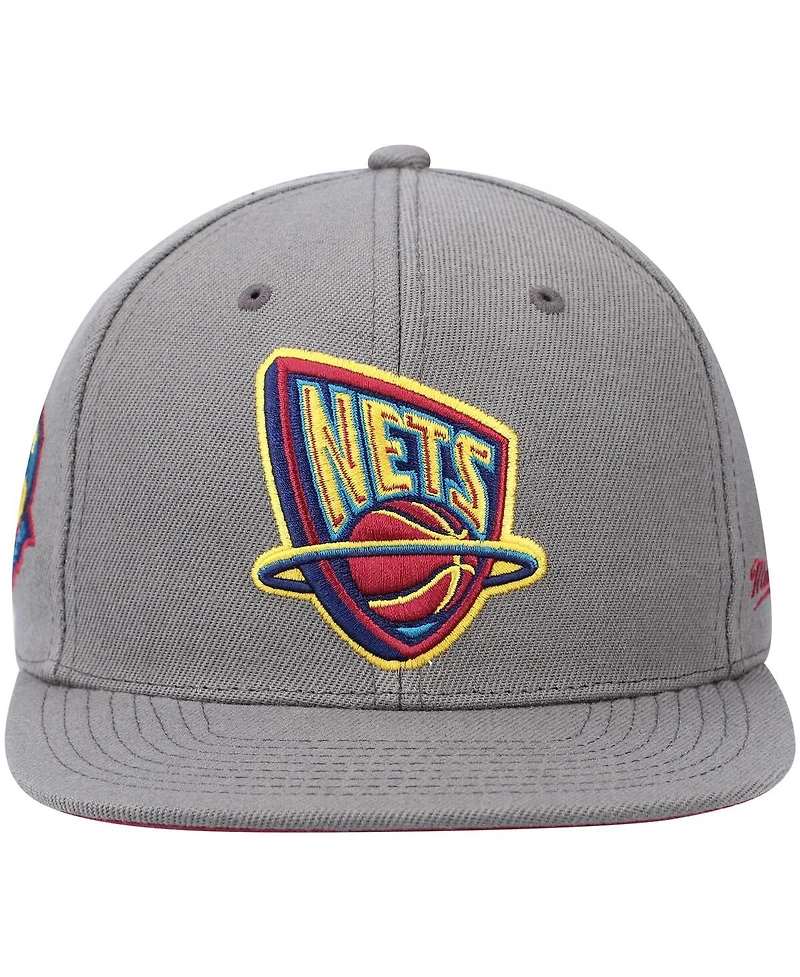 Mitchell & Ness Men's Charcoal New Jersey Nets Hardwood Classics 35 Years Carbon Cabernet Fitted Hat