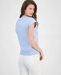 Guess Women's Cotton 4G Hotfix Short-Sleeve Crewneck Tee