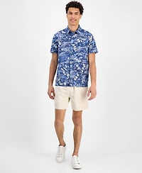 Sun + Stone Men's Marley Short Sleeve Abstract Print Linen Blend Button-Front Shirt, Exclusively at Macy's