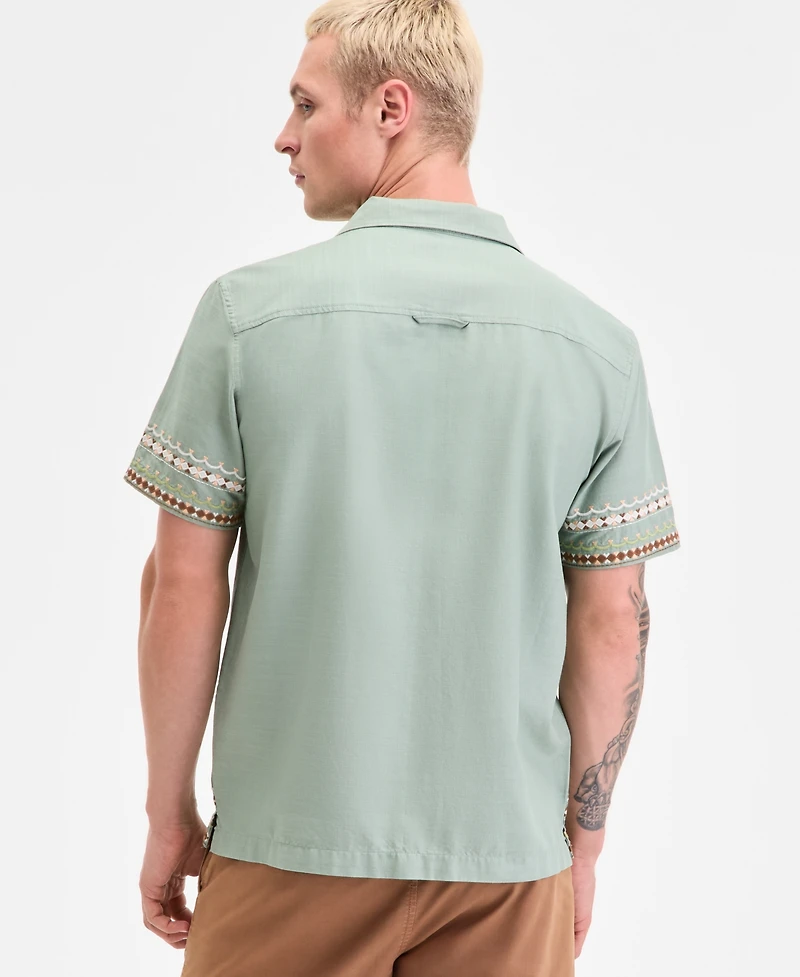 Sun + Stone Men's Embroidered Palm Shirt, Macy's Exclusive