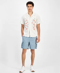 Sun + Stone Men's Luke Short Sleeve Striped Floral Button-Front Camp Shirt, Exclusively at Macy's