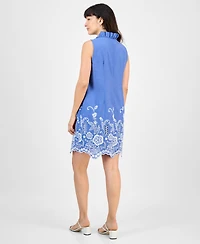 Robbie Bee Petite Embroidered-Hem Shift Dress