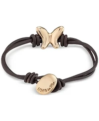 UNOde50 18k Gold Plated Metal Two Leather Straps Bracelet