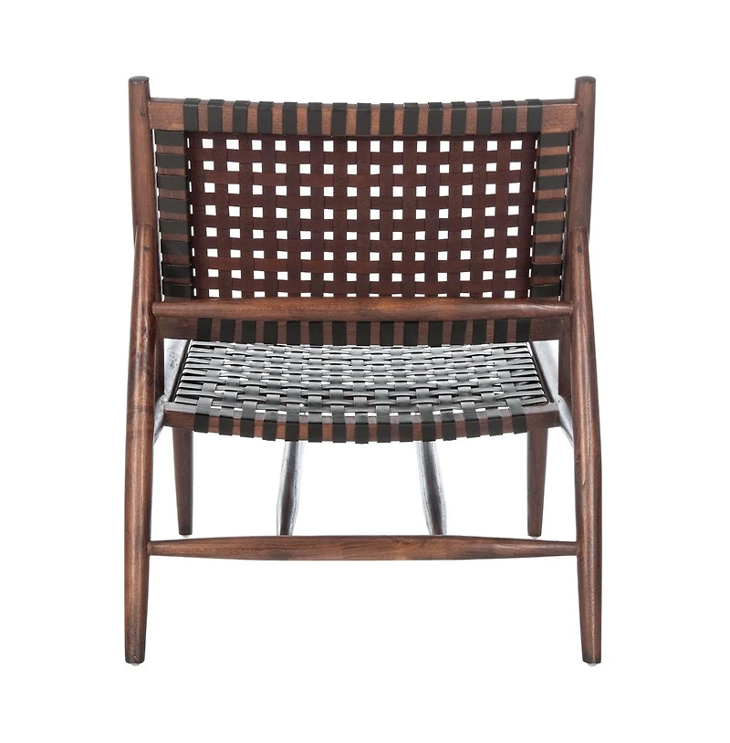 Soleil Leather Woven Accent Chair