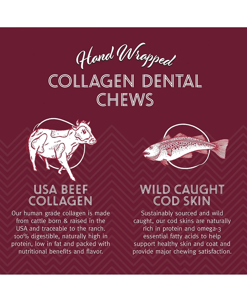 Dental Chew Stick: Beef Collagen Wrapped w/ Fish - 8"