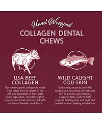 Dental Chew Stick: Beef Collagen Wrapped w/ Fish - 8"
