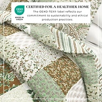 Linery & Co. All Season Floral Stitched Quilt Set with Shams - Floral grid